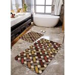 Talia Home Kemer Desenli 2'li Banyo Paspas Seti TLAHMP-174 - Kahverengi