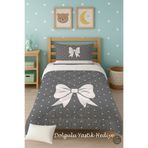 Talia Home Kurdele Desenli Tek Kişilik Çocuk Yorganı Uyku Seti TLAG-099