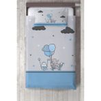 Talia Home Mavi Fil Desenli Çocuk Odası Yatak Örtüsü TLAY-098 - 140 x 220 cm - Açık Mavi - Gri
