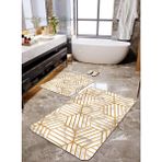 Talia Home Modern Mermer Desenli 2'li Büyük Boy Banyo Paspas Seti - Beyaz