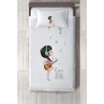 Talia Home müzikli Kız Desenli yatak Örtüsü TLAY-284 - 421 x 220 cm - Beyaz