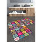 Talia Home Patchwork Desenli 2'li Büyük Boy Banyo Paspas Seti - Renkli