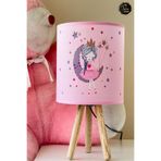 Talia Home Pembe Ay'da Oturan Kız Desenli Çocuk Odası Abajur Masa Lambası TLAB-280