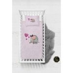 Talia Home Pembe Fil Desenli Bebek Nevresim Takımı Çarşaflı TLABN-010 - 100 x 150 cm