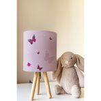 Talia Home Pembe Kelebek Desenli Çocuk Odası Abajur Masa Lambası TLAB-206