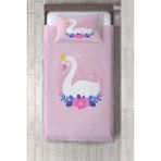 Talia Home pembe Kuğu Desenli Çocuk ve Bebek Odası Yatak Örtüsü TLAY-224 - 362 x 220 cm