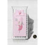 Talia Home Pembe Paris Eyfel Eiffel Kulesi Desenli Bebek Nevresim Takımı Çarşaflı TLABN-159 - 100 x 150 cm