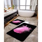 Talia Home Pembe Tüy Desenli 2'li Büyük Boy Banyo Paspas Seti - Siyah