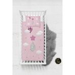 Talia Home Pembe Yıldız Tutan Fil Desenli Bebek Nevresim Takımı Çarşaflı TLABN-075 - 100 x 150 cm