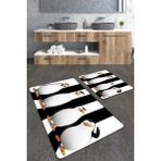 Talia Home Penguen Desenli 2'li Büyük Boy Banyo Paspas Seti - Beyaz - Renk