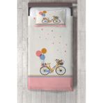 Talia Home renkli Bisiklet Çocuk ve Bebek Odası Yatak Örtüsü TLAY-166 - 305 x 220 cm - Krem