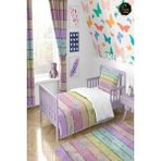 Talia Home Renkli Şerit Kelebek Desenli Nevresim Takımı TLAN-292 - Pembe - 160 x 220 cm