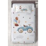 Talia Home Sevimli Araba ve Balon Desenli Çocuk ve Bebek Odası Yatak Örtüsü TLAY-304 - 441 x 220 cm - Beyaz