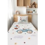 Talia Home Sevimli Araba ve Balon Desenli Tek Kişilik Çocuk Pike Takımı TLAP-304