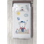 Talia Home Sevimli Çocuk Denizci Desenli Yatak Örtüsü TLAY-259 - 397 x 220 cm - Beyaz