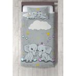 Talia Home sevimli Fil Desenli Çocuk ve Bebek Odası Yatak Örtüsü TLAY-213 - 351 x 220 cm - Gri