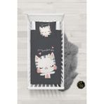 Talia Home Sevimli Kedi Desenli Bebek Nevresim Takımı Çarşaflı TLABN-245 - Gri - 100 x 150 cm