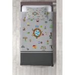 Talia Home sevimli Öğretici Hayvanlar Desenli Çocuk Odası Yatak Örtüsü TLAY-193 - 332 x 220 cm - Gri
