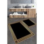Talia Home Simli Gold Çerçeveli 2'li Büyük Boy Banyo Paspas Seti - Siyah - Renk
