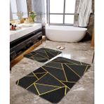 Talia Home Siyah Geometrik Desenli 2'li Banyo Paspas Seti TLAHMP-022 - 60 x 90 cm