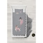 Talia Home Siyah Saçlı Balerin Kız Bebek Nevresim Takımı Çarşaflı TLABN-266 - Gri - 100 x 150 cm