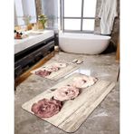 Talia Home Soft Digital Baskılı 2'li Büyük Boy Banyo Paspas Seti - Krem