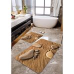 Talia Home Taş Ayak Desenli 2'li Banyo Paspas Seti TLAHMP-112 - Kahverengi