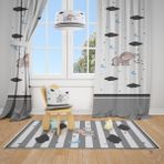 Talia Home TLA-119 Erkek 2 Kanat Gri 70x250 cm Çocuk Odası Perde