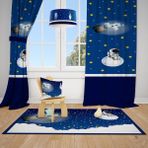 Talia Home TLA-150 Astronot Uzay Spacex 2 Kanat Lacivert 140x260 cm Çocuk Odası Perde