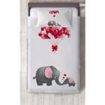 Talia Home Uçan Balon Fil Desenli Çocuk Odası Yatak Örtüsü - 169 x 220 cm - Kırmızı