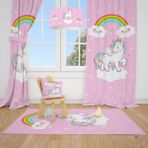 Talia Home Unicorn Desenli Çocuk Odası Fon Perdesi 2 Kanat TLA-170 TLA-170 - 70 x 240 cm - Pembe
