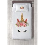 Talia Home unicorn Desenli Çocuk ve Bebek Odası Yatak Örtüsü TLAY-262 - 400 x 220 cm - Beyaz
