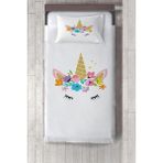 Talia Home unicornlu Kız Çocuk ve Bebek Odası Yatak Örtüsü TLAY-241 - 379 x 220 cm - Beyaz