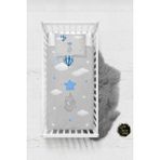 Talia Home Yıldız Tutan Fil Desenli Bebek Nevresim Takımı Çarşaflı TLABN-074 - Gri - 100 x 150 cm