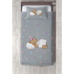 Talia Home yıldızlı Sevimli Ayıcık Desenli Yatak Örtüsü TLAY-243 - 381 x 220 cm - Gri
