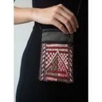 Talin Handmade El Dokuma Kürklü Çift Cepli Çanta | Etnik Desen Omuz Çantası - Model 1