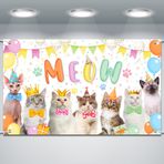 Tallew Kedi Mutlu Yıllar Zemin Meow Yavru Kedi Fotoğrafçılık Arka Plan Kedi Doğum Günü Partisi Malzemeleri Kedi Parti Süslemeleri Evcil Hayvanlar için Fotoğraf Arka Plan Kedi Sahibi Çocuklar Çocuklar Kedi