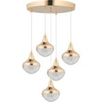 Talu 5'li Gold 3 Renk Ledli Lüx Sarkıt Modern LED Avize - 1 - Ahşap