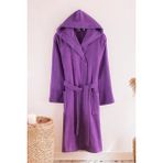 Talu Kapşonlu Kadın ve Erkek Bornoz %100 Pamuk | Dayanıklı | Hızlı Kuruma | Yumuşacık Konfor - 2XL - Mor