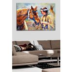 Talya Dekoratif Kanva Tablo Kızılderili ve At. Diğer Temalar: Soyut Klasik Rönesans Klimt Van Gogh Aivazovsky manzara deniz gemi yelkenli melek kuş Vintage 50x35 no-4824