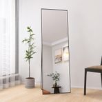 Tam Boy Ayna 165 x 60 cm Dikdörtgen Ayaklı ve Duvara Monte Edilebilir Büyük Soyunma Odası Giriş Yolu Yatak Odası Aynası (Siyah) - Şık Ev Dekoru