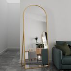 Tam Boy Ayna 180 x 80 cm Kemerli Ayaklı Zemin Aynası Büyük Alüminyum Çerçeve Giyinme Aynası Yatak Odası Giriş Yolu Giyinme Odası için (Altın)