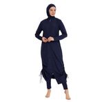 Tam Fermuarlı, Uzun Boy ve Paraşüt Kumaş Rahatlığı, Sade Tasarım Tam Kapalı Tesettür Mayo R027 Fatma Lacivert (Koyu Lacivert, M)