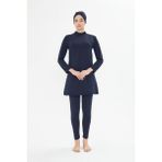 Tam Kapalı Likralı Tesettür Mayo Lacivert 3485-L - 2XL
