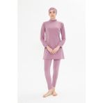 Tam Kapalı Likralı Tesettür Mayo Pembe 3485-P - 2XL