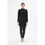 Tam Kapalı Likralı Tesettür Mayo Siyah 3485-S - 2XL