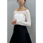Tam Moda Kadın Geniş Yaka Astarsız Dantel Bluz