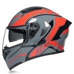 Tam Yüz Motosiklet Kaskı, Açılır Ön Modüler Motosiklet Kaskı, Cross Dirt Bike Kaskı DOT Motosiklet Kaskı Yetişkinler Erkekler ve Kadınlar için, D, M (Red White, XL)