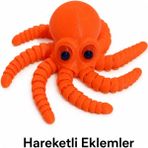 Tamamen Hareketli Eklemlere Sahip Ahtapot Figürü Esnek ve Eğlenceli Dekoratif Oyuncak - Turuncu