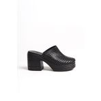 Tamdabu Ayakkabı Hakiki Deri Siyah 10 Cm Platform Ortopedik Sabo Terlik